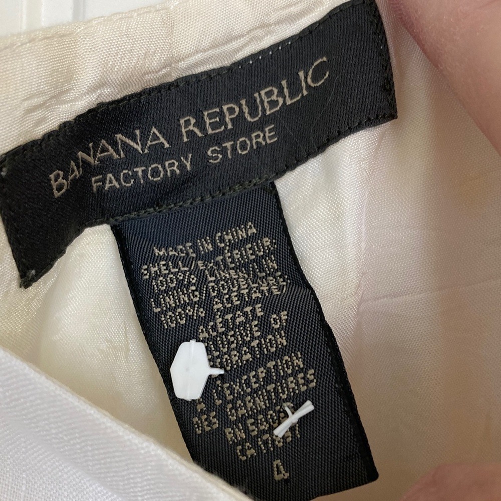 Banana Republic Factory Womens White Linen Lace Hem Skirt Size 4 Classic A‎ Line - Picture 2 of 16